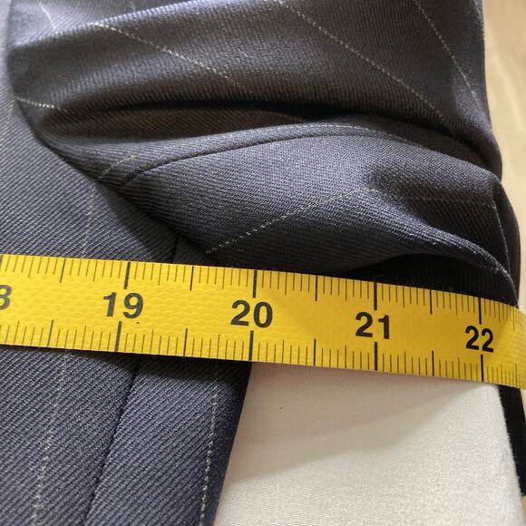 Holland & Sherry Navy Blue Pinstripe Blazer Est. Size 40 Preppy Old Money Career - Picture 4 of 12